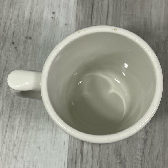 Vintage White Shaving Mug With Busy Ship Dock Scene In Blue - Picture 5 of 6